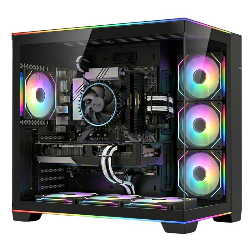 Twisted Minds Rampage Series ATX Mid Tower Gaming Case - Black (7 ARGB Fans Included)