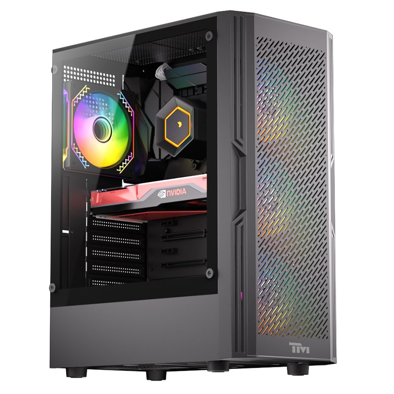 Twisted Minds Phantom II Series ATX Mid Tower Gaming Case - Black (4 ARGB Fans Included)