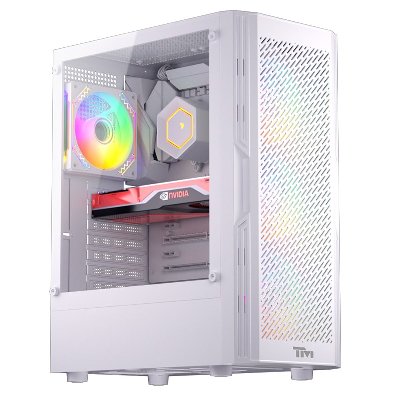 Twisted Minds Phantom II Series ATX Mid Tower Gaming Case - White (4 ARGB Fans Included)