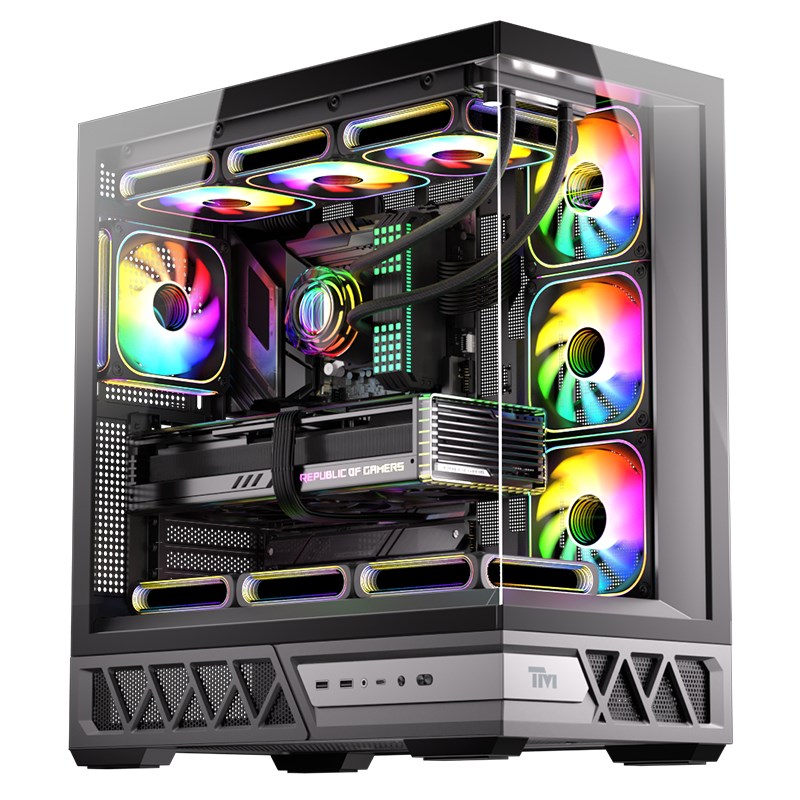 Twisted Minds Dominator Series ATX Mid Tower Gaming Case - Black (7 ARGB Fans Included)