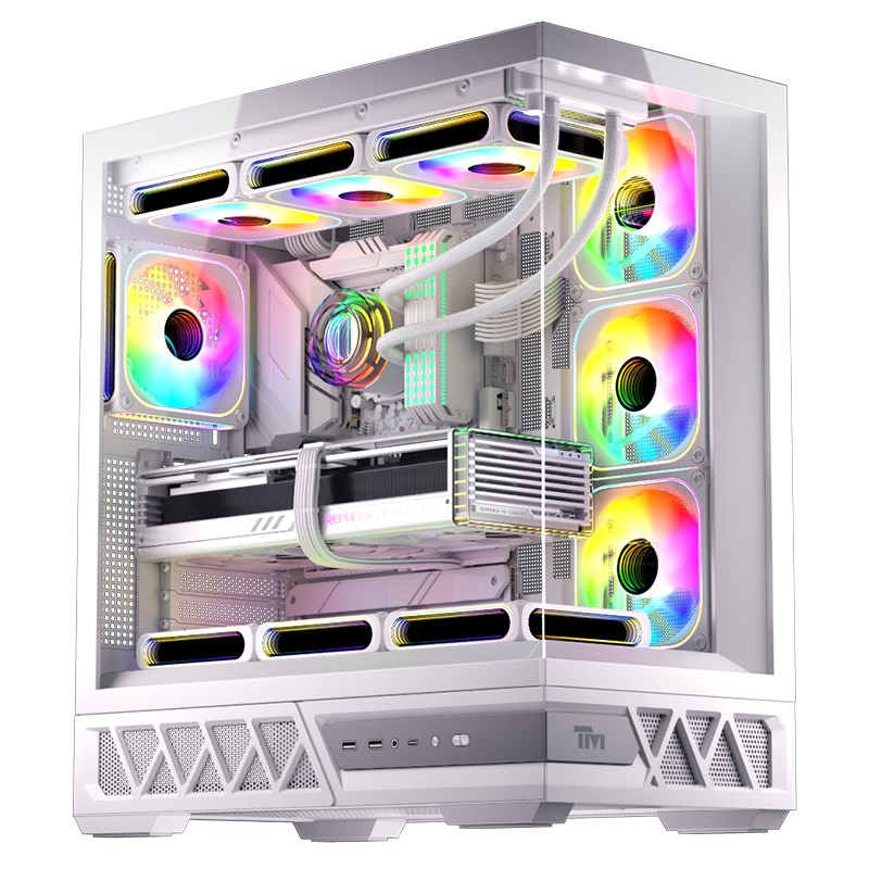 Twisted Minds Dominator Series ATX Mid Tower Gaming Case - White (7 ARGB Fans Included)