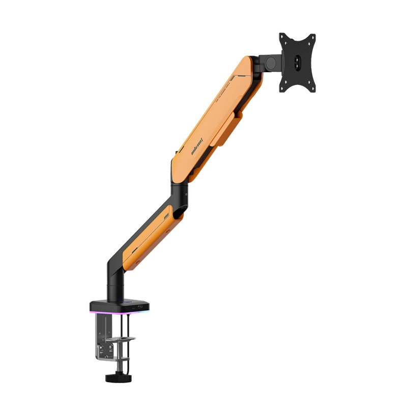 Andaseat Stealth Pro II RGB A9X Single Monitor Arm - Black/Orange