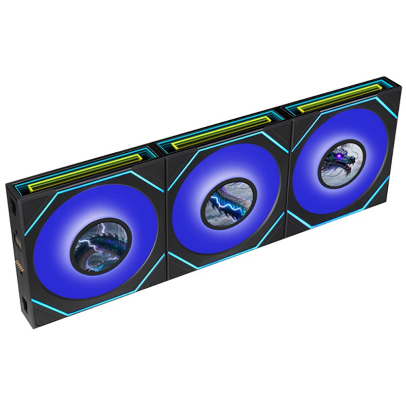 LIAN LI UNI FAN SL INF FLEX Reverse Blade Wireless LCD 120mm ARGB Case Fans with 1.8" LCD Screen (3 Pack) - Black