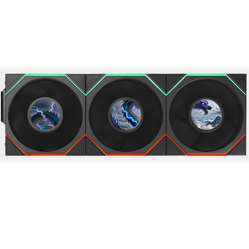 LIAN LI UNI FAN TL FLEX Wireless LCD 120mm ARGB Case Fans with 1.8" LCD Screen (3 Pack) - Black