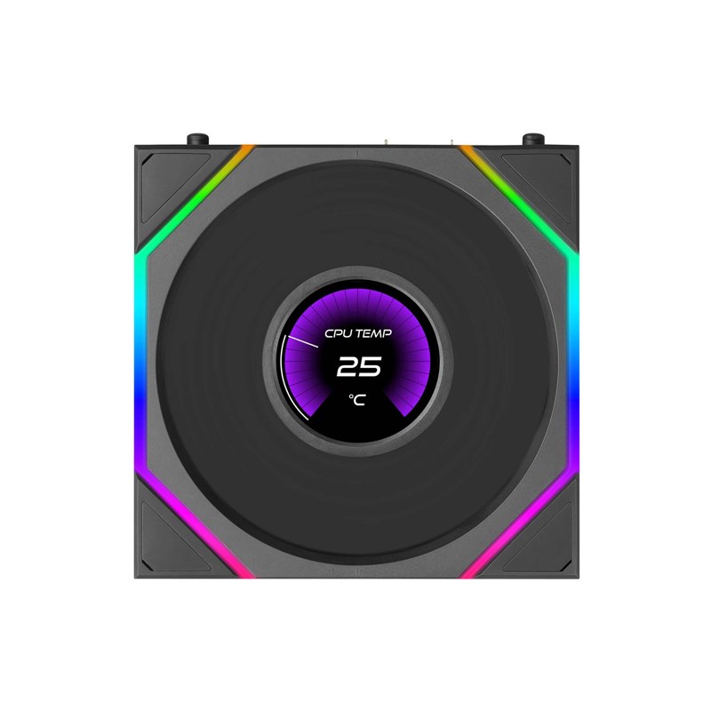 LIAN LI UNI FAN TL FLEX Reverse Blade Wireless LCD 120mm ARGB Case Fans with 1.8" LCD Screen (1 Pack) - Black