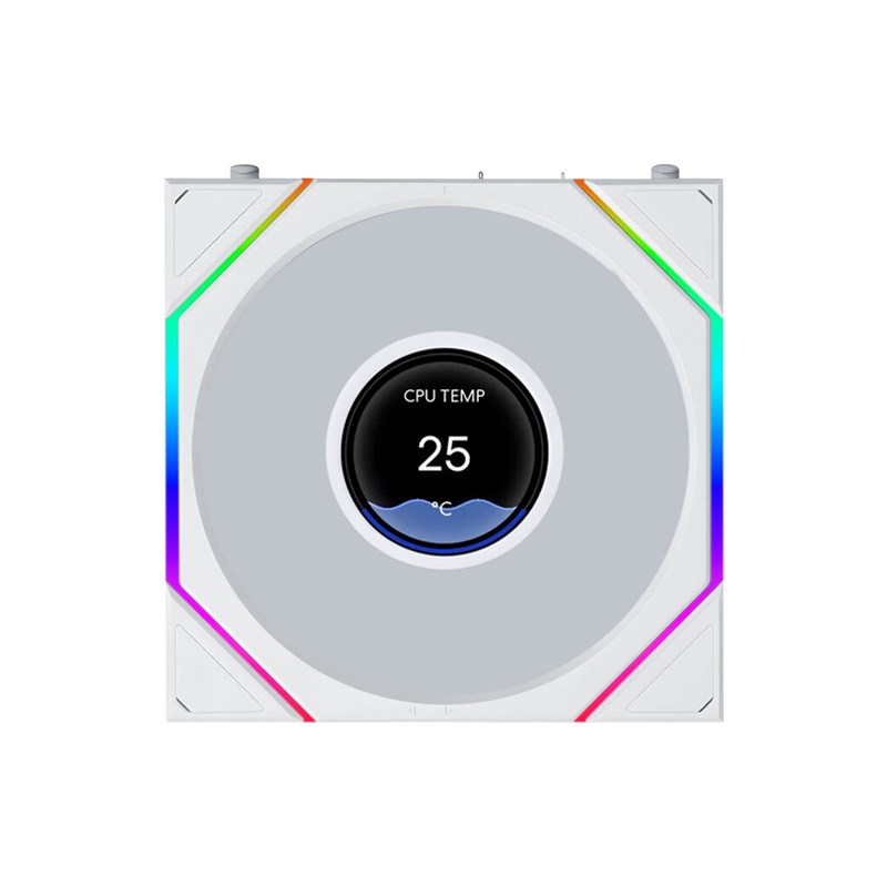 LIAN LI UNI FAN TL FLEX Reverse Blade Wireless LCD 120mm ARGB Case Fans with 1.8" LCD Screen (1 Pack) - White